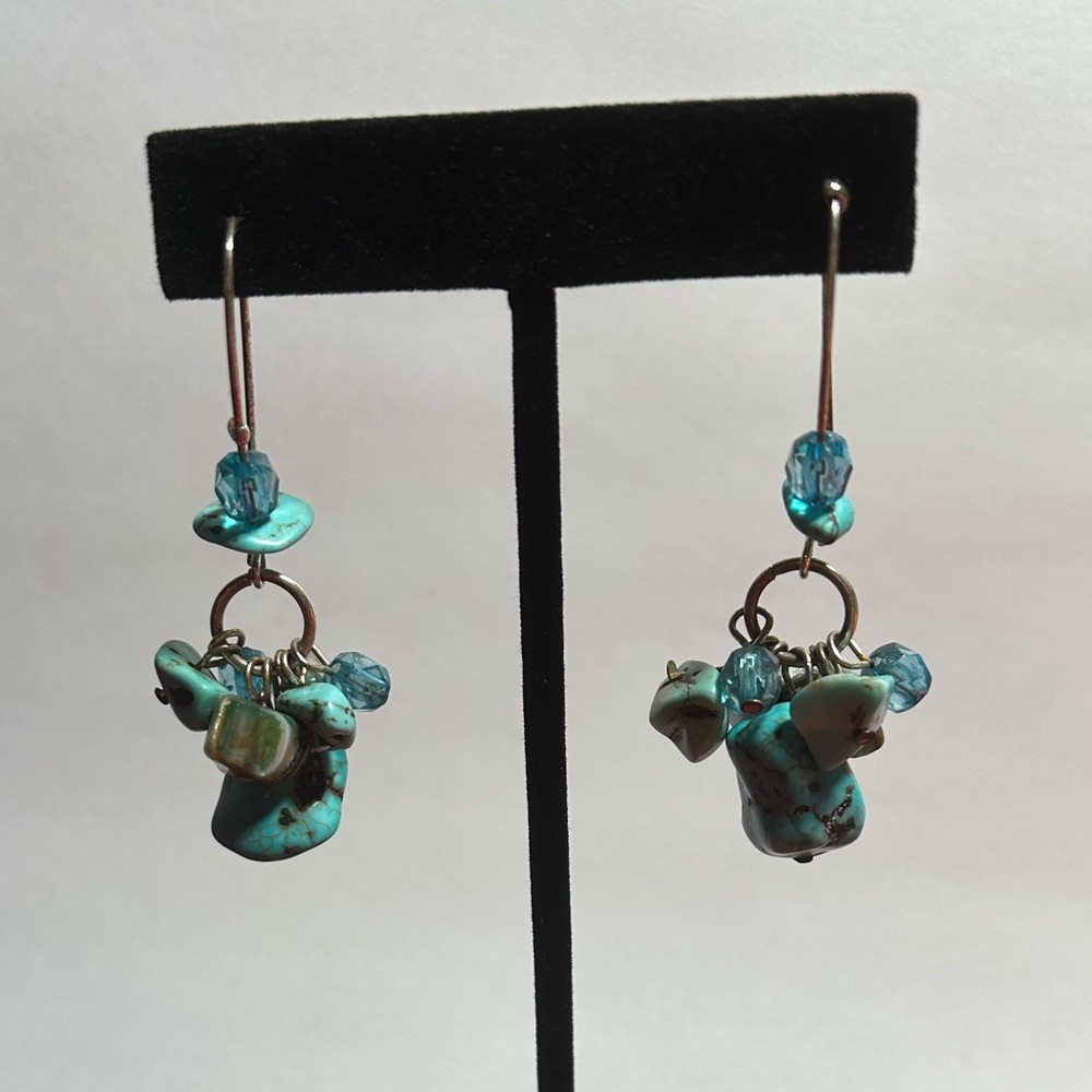 Turquoise drop earrings - Picture 2 of 2